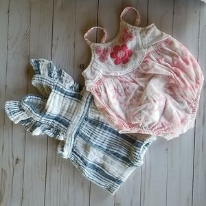 Mimi & Maggie gauze rompers 3-6mo